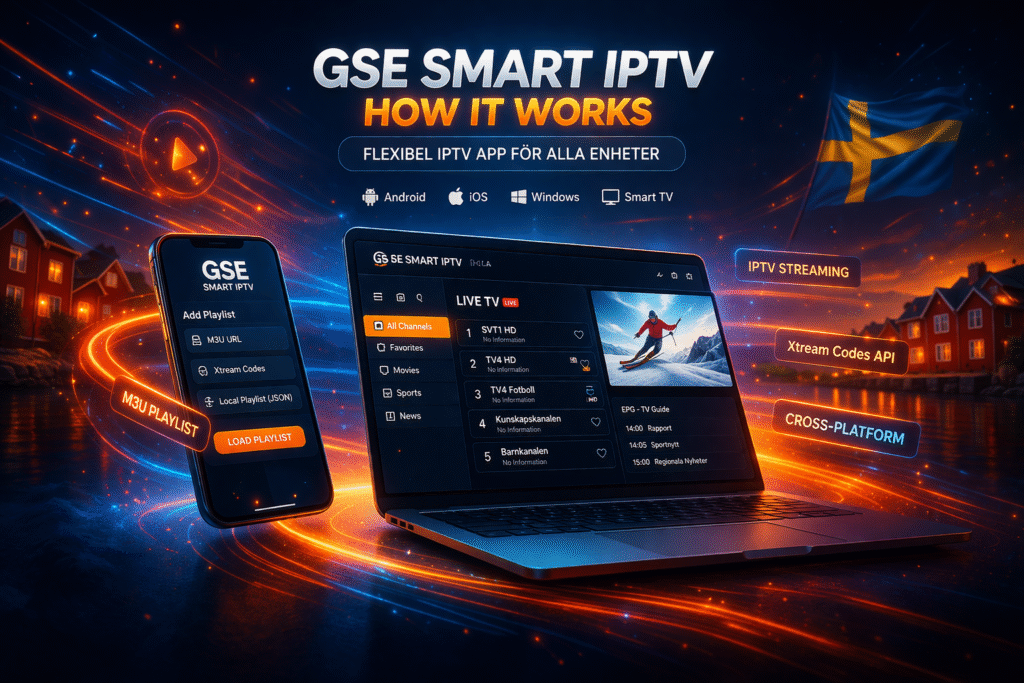 GSE IPTV app för IPTV Sverige och Nordic IPTV på flera enheter
