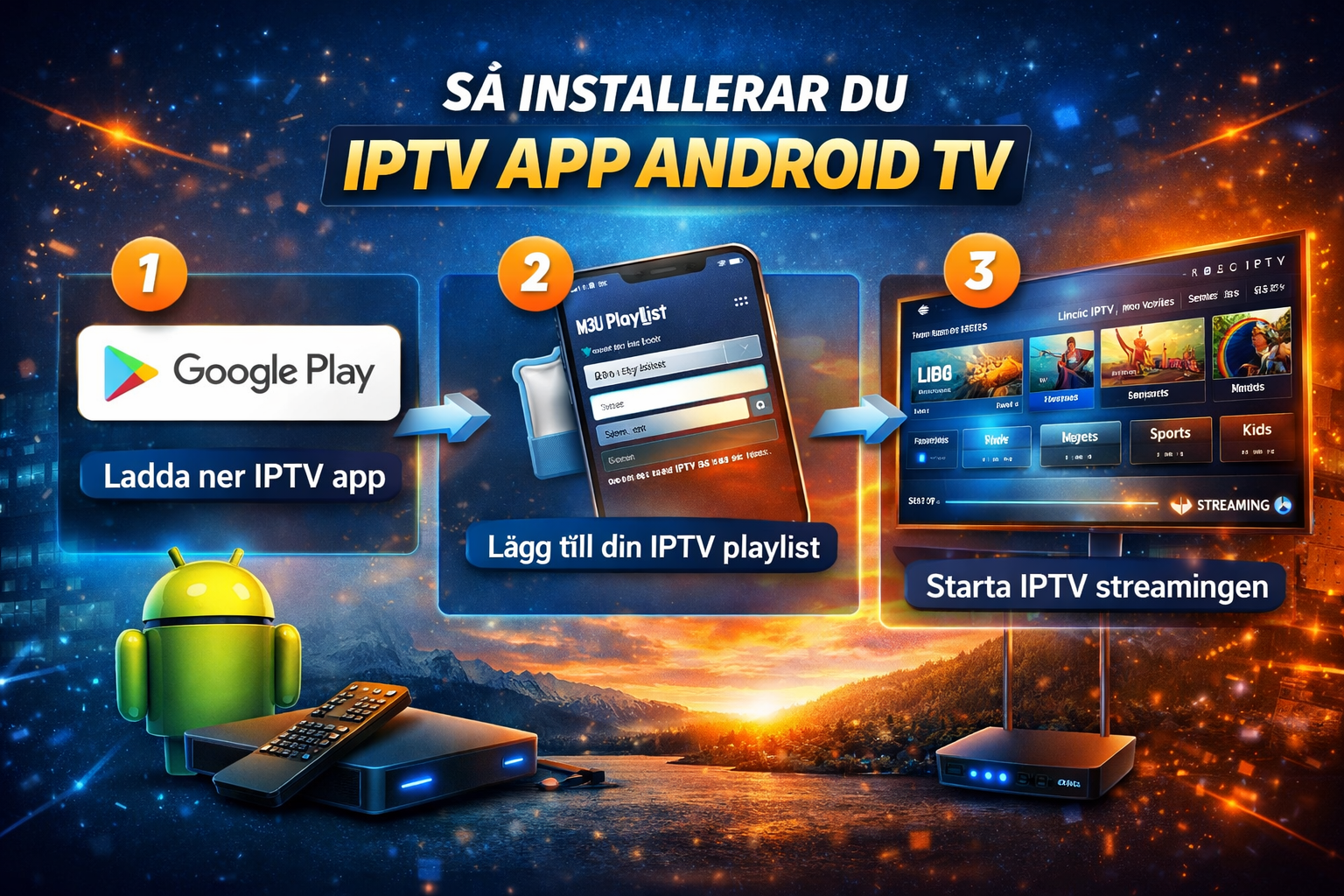 hur installerar man iptv app android tv steg för steg guide med m3u playlist och streaming