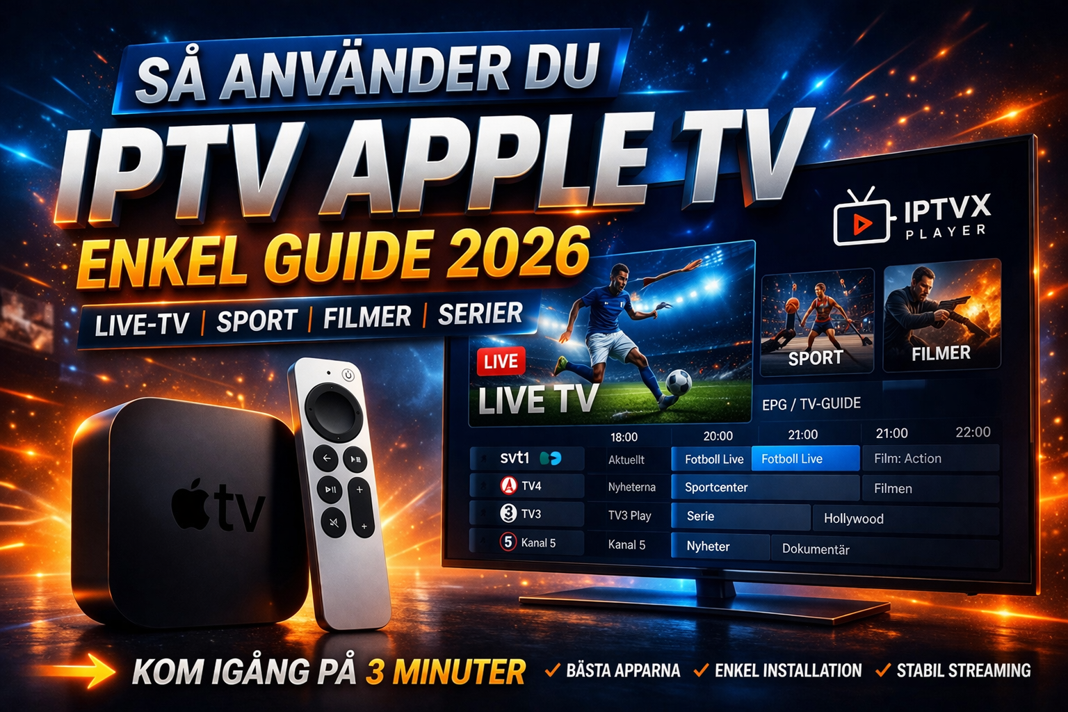 apple tv iptv streaming setup med iptv app apple tv live tv filmer och serier på smart tv