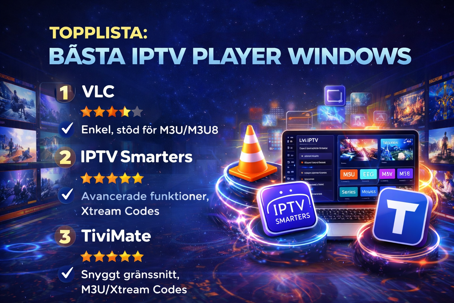 topplista bästa iptv player windows med funktioner och betyg