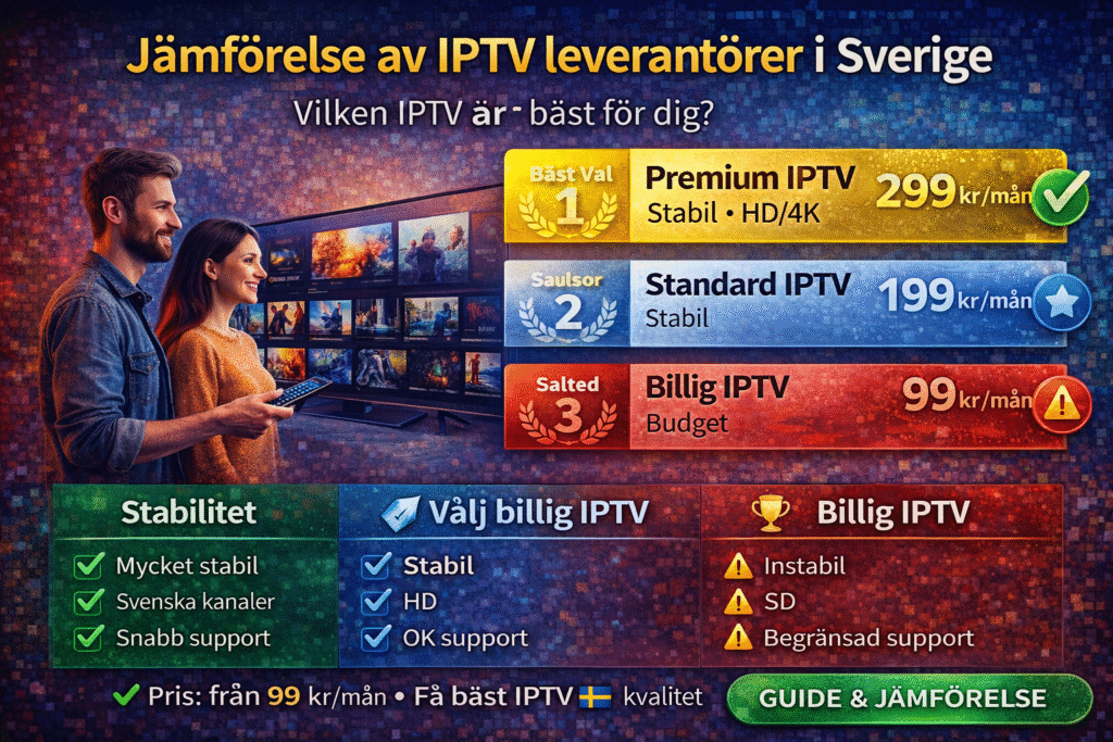 bästa iptv sverige 2026 jamforelse av iptv leverantorer och abonnemang