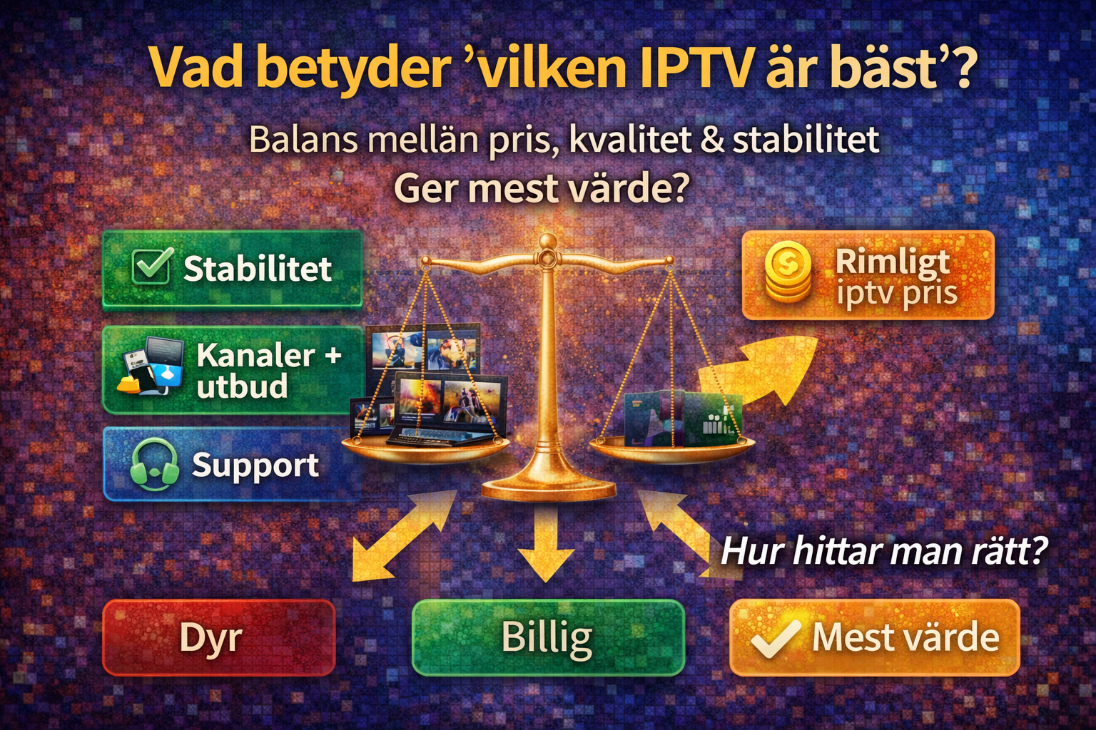 vad betyder vilken iptv ar bast balans mellan pris kvalitet och stabilitet iptv